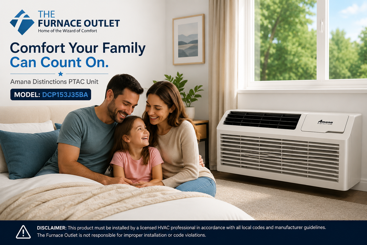 Amana Distinctions DCP153J35BA 14,700 BTU 208/230 Volt PTAC Unit with 3.5 kW Electric Heat for Powerful Room Heating & Cooling