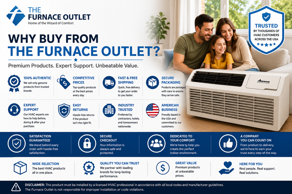 Amana Distinctions DCP153J35BA 14,700 BTU 208/230 Volt PTAC Unit with 3.5 kW Electric Heat for Powerful Room Heating & Cooling