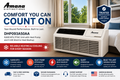 Amana Distinctions DHP093A50AA 9,000 BTU 208/230 Volt PTAC Unit with Heat Pump and 5 kW Electric Heat Backup for Year-Round Heating & Cooling