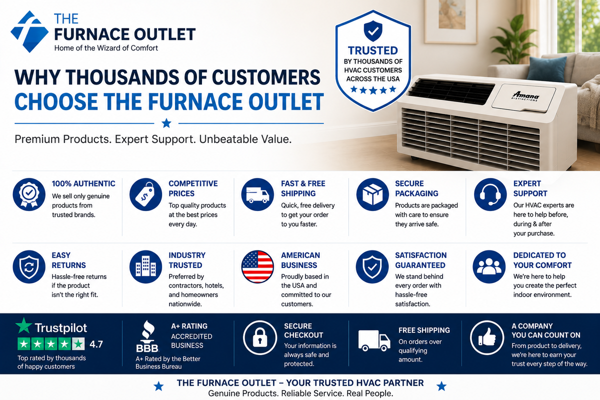 Amana Distinctions DHP093A50AA 9,000 BTU 208/230 Volt PTAC Unit with Heat Pump and 5 kW Electric Heat Backup for Year-Round Heating & Cooling