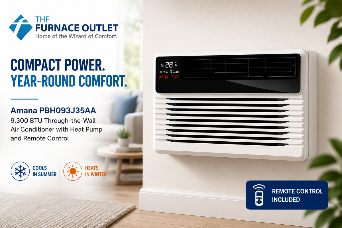 Amana PBH093J35AA 9,300 BTU 208/230V Through-the-Wall Air Conditioner with Heat Pump & Remote Control