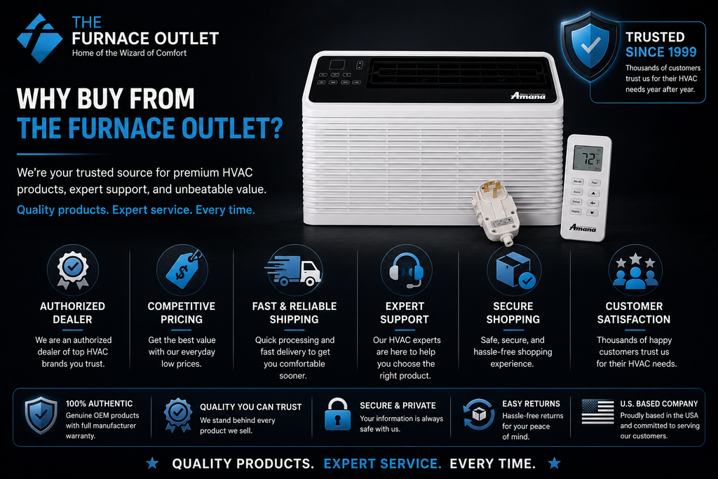 Amana PBH092J12AA 9000 BTU 115 Volt Through-the-Wall Heat Pump Air Conditioner PTAC Unit with Remote Control for Efficient Heating & Cooling