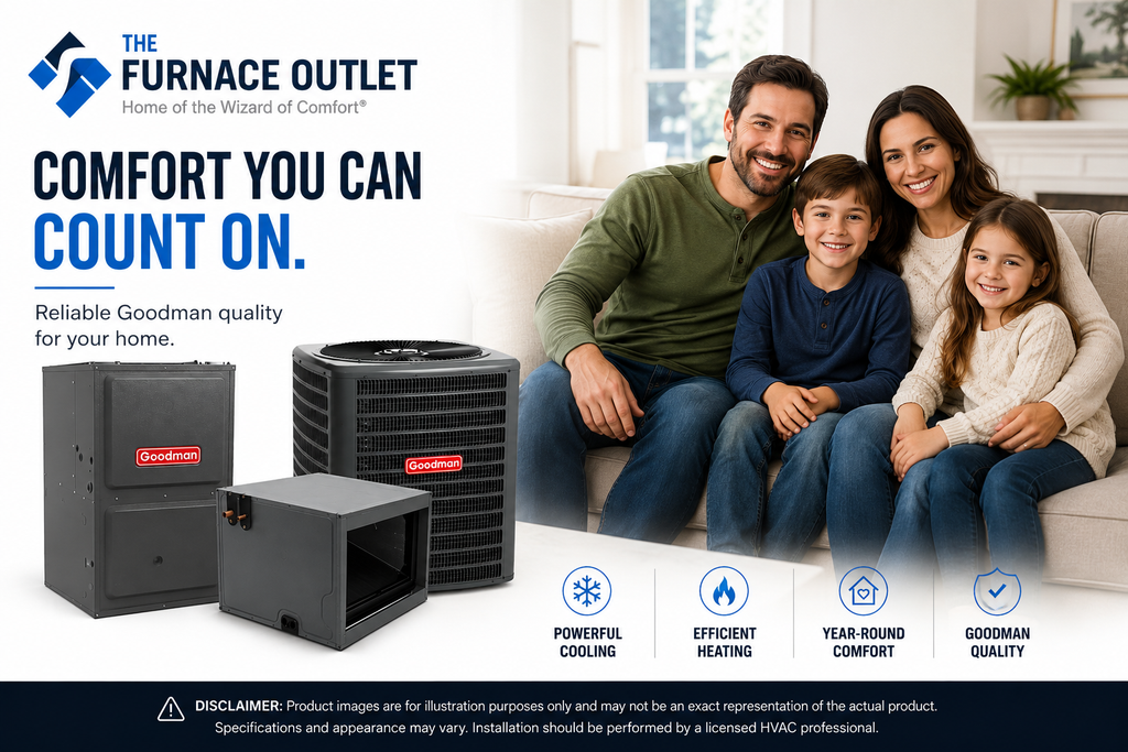 Goodman 2 Ton Up to 16 SEER2 208/230 Volt 60,000 BTU 96% AFUE Two-Stage Air Conditioner System with GLXS5BA2410 Condenser, CHPTA3026B3 Coil & GR9T960603BN Gas Furnace