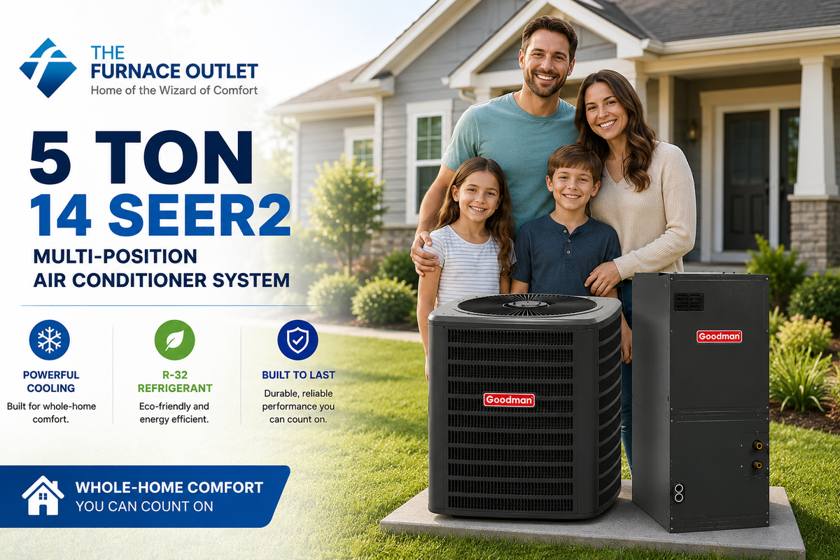 Goodman 5 Ton 14 SEER2 Multi-Position R-32 Air Conditioner System with GLXS4BA6010 Condenser & AMST60DU1300 Air Handler