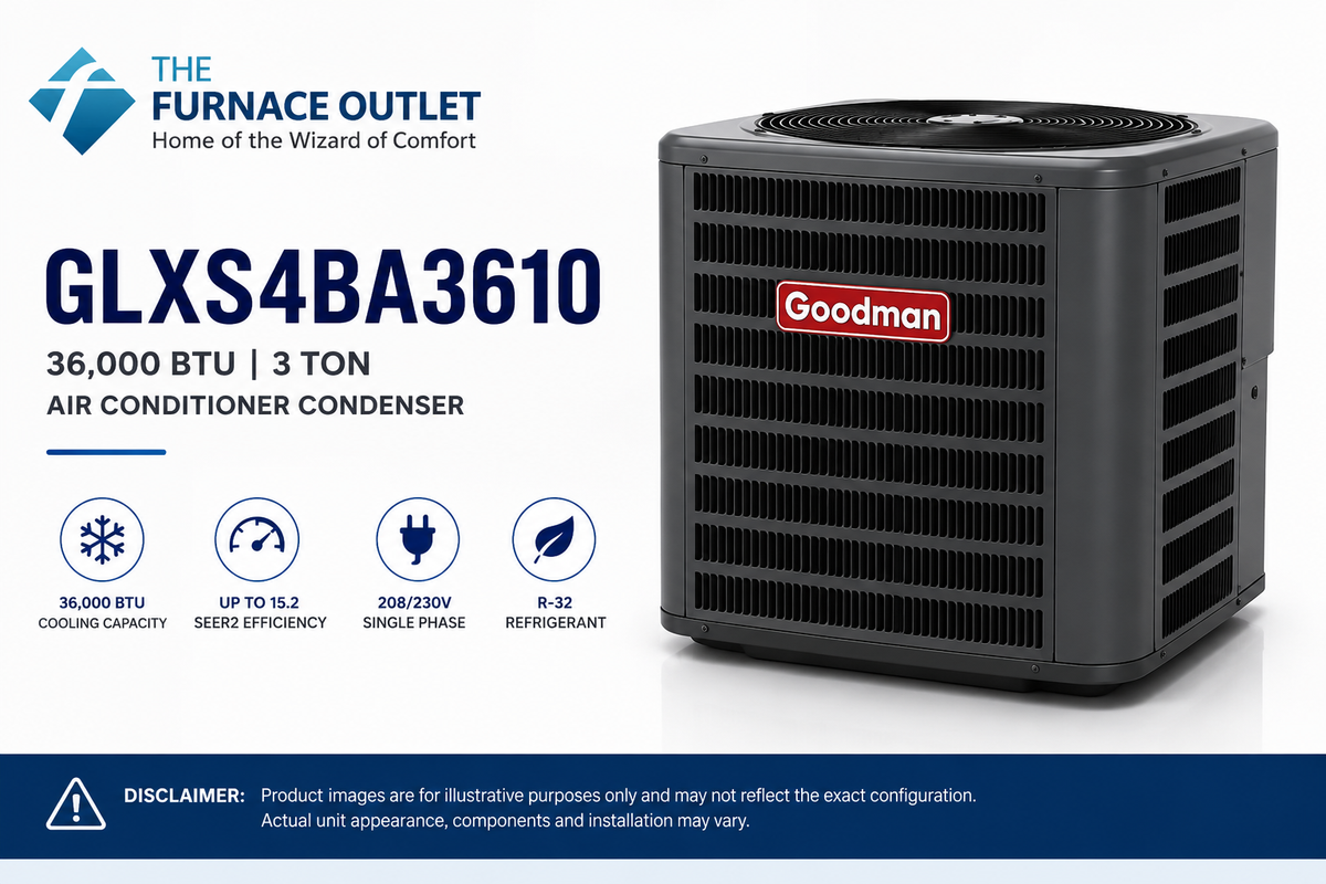 Goodman GLXS4BA3610 36000 BTU 208/230V 3 Ton Up to 15.2 SEER2 Air Conditioner Condenser
