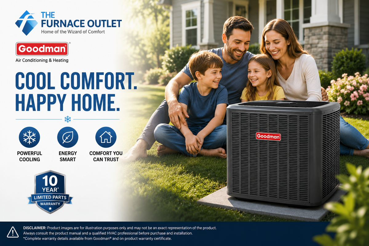 Goodman GLXS5BA4210 3.5 Ton Up to 16.5 SEER2 208/230 Volt High-Efficiency Central Air Conditioner Condenser for Residential Cooling