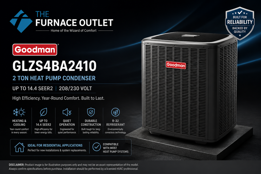 Goodman GLZS4BA2410 2 Ton Up to 14.4 SEER2 208/230 Volt Heat Pump Condenser for Energy-Efficient Residential Heating & Cooling