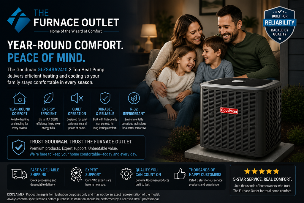 Goodman GLZS4BA2410 2 Ton Up to 14.4 SEER2 208/230 Volt Heat Pump Condenser for Energy-Efficient Residential Heating & Cooling