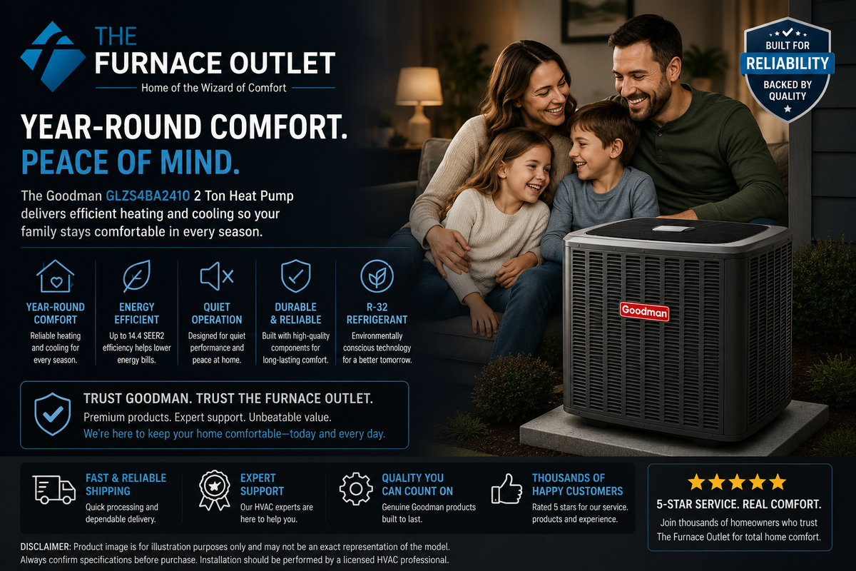 Goodman GLZS4BA2410 2 Ton Up to 14.4 SEER2 208/230 Volt Heat Pump Condenser for Energy-Efficient Residential Heating & Cooling