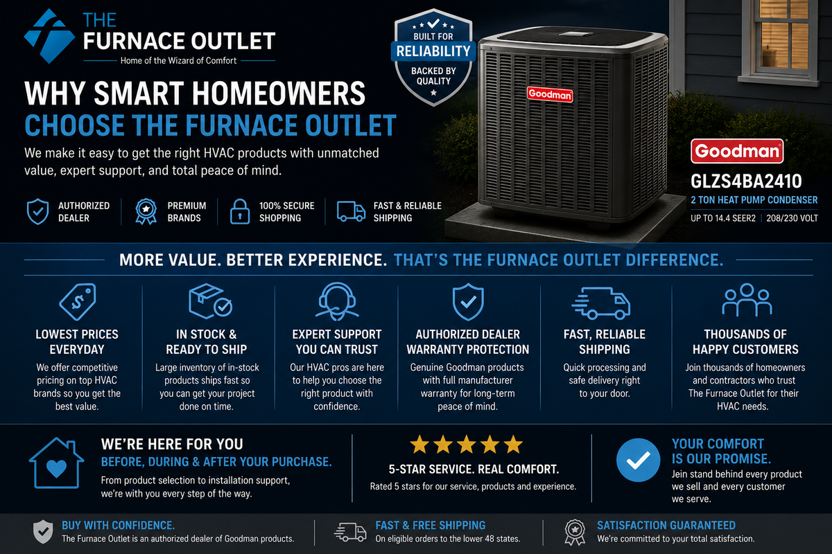 Goodman GLZS4BA2410 2 Ton Up to 14.4 SEER2 208/230 Volt Heat Pump Condenser for Energy-Efficient Residential Heating & Cooling