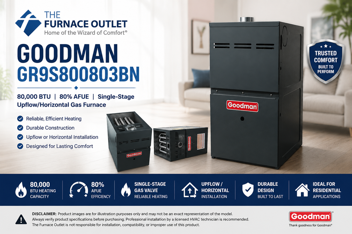 Goodman GR9S800803BN 80,000 BTU 80% AFUE Upflow/Horizontal Single-Stage Gas Furnace – Reliable Residential Heating System